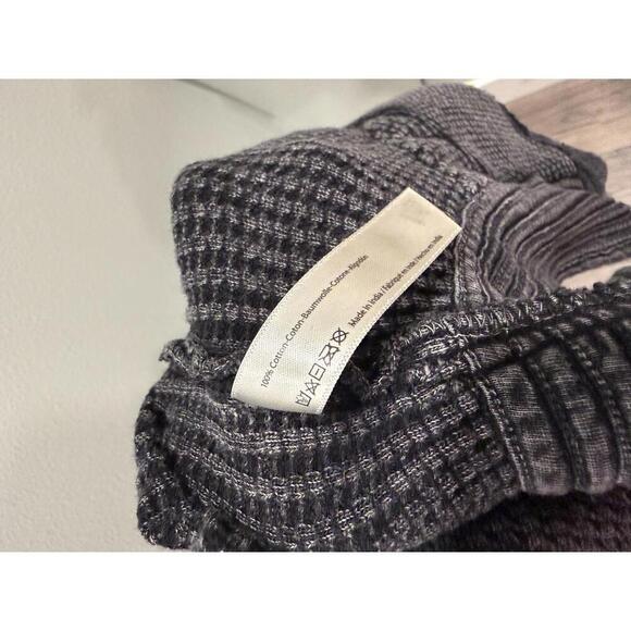 Free People Women's Mason Hoodie in Acid Wash Black,Waffle Knit Zip-Up Hoodie - Picture 8 of 8